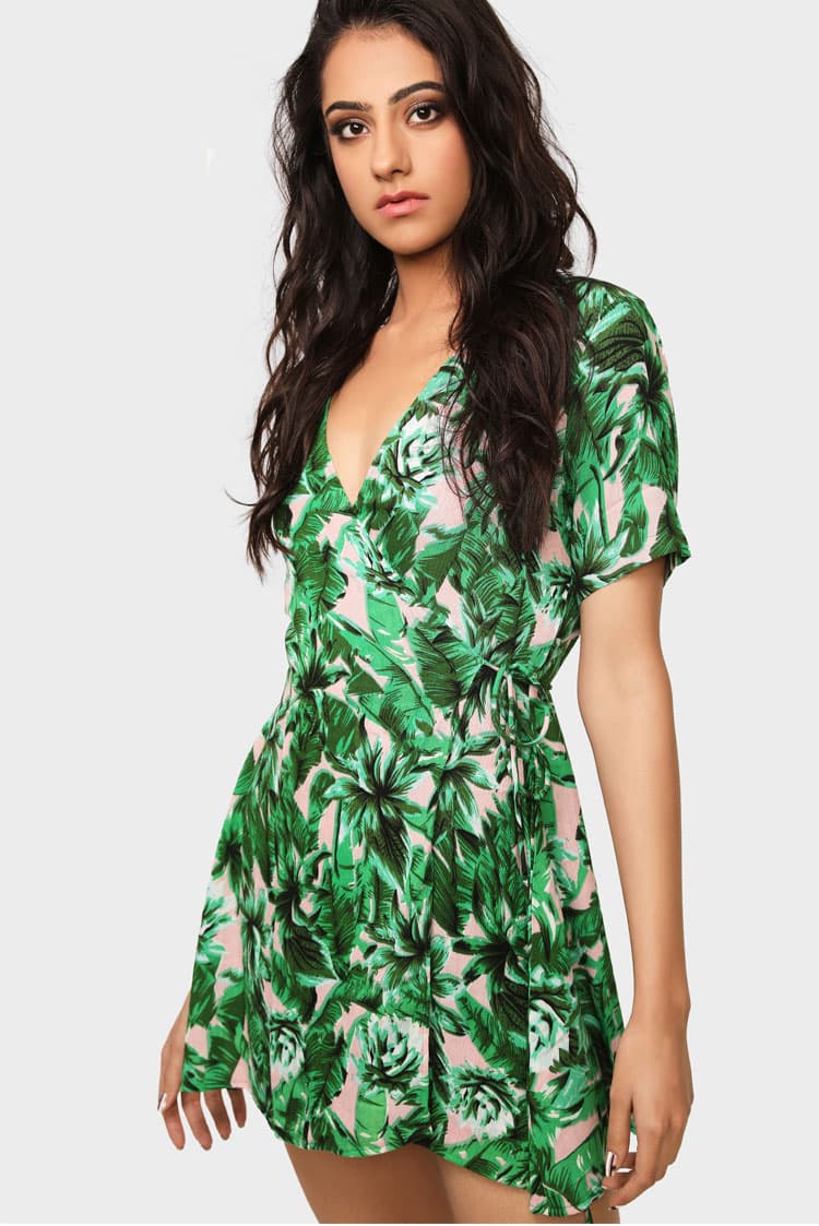 Cheesecloth Printed Wrap Dress