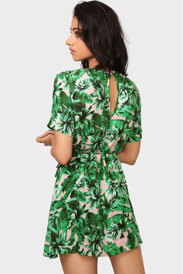 Cheesecloth Printed Wrap Dress