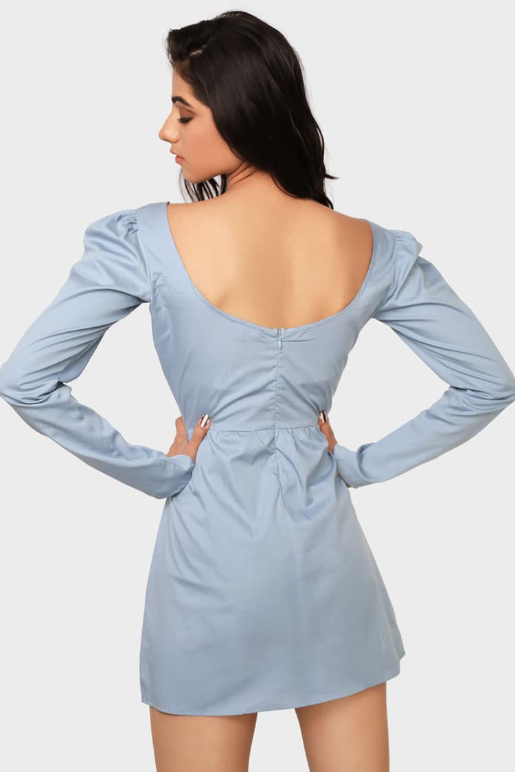 Keyhole Ruched Poplin Dress