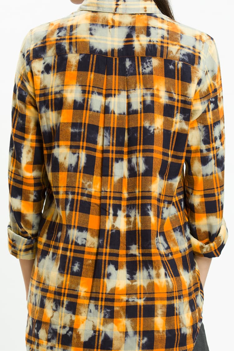 Check Shirt With Bleached Wash Effect