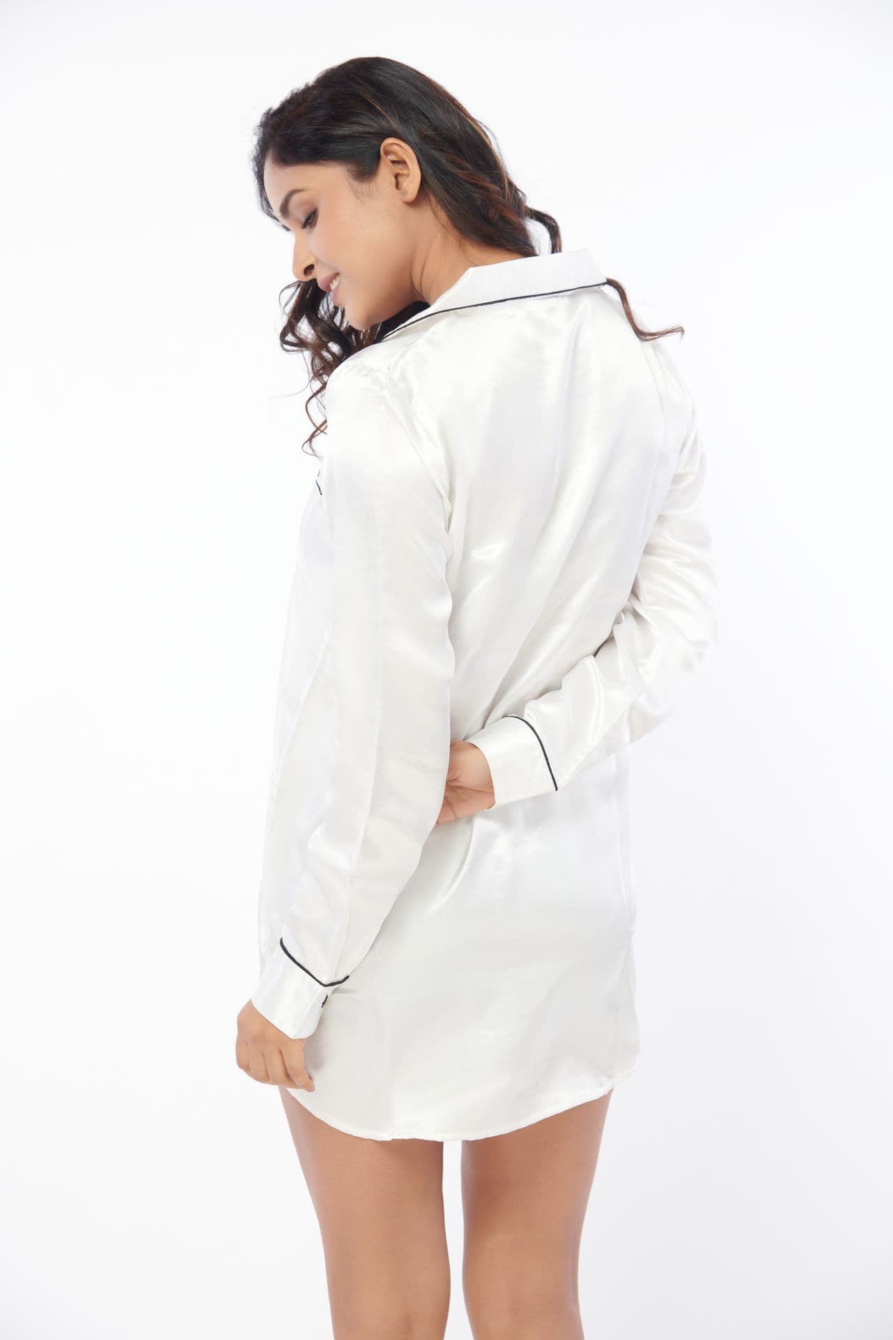 Satin Embroidered Night Shirt