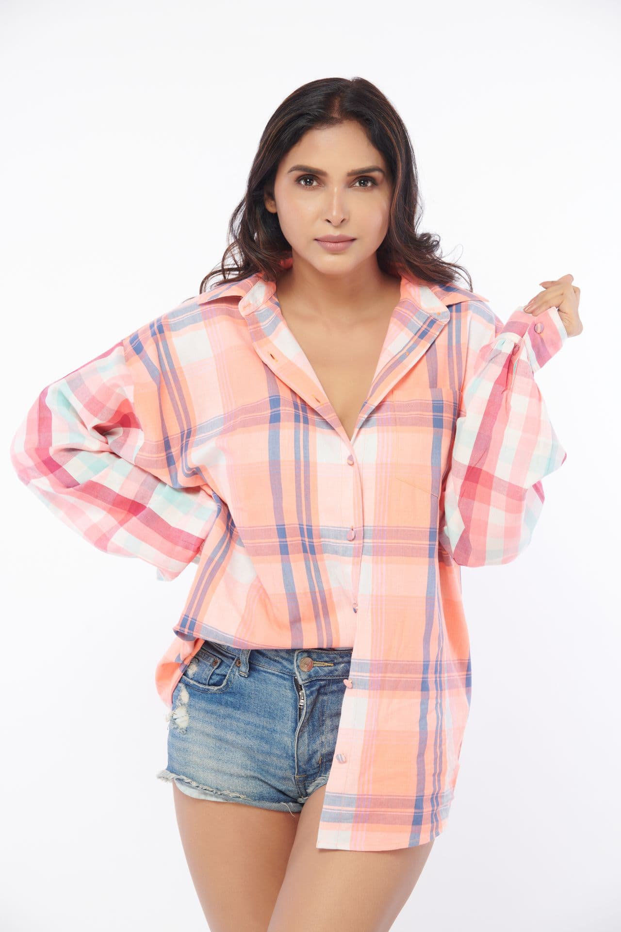 Contrast Oversized Check Shirt