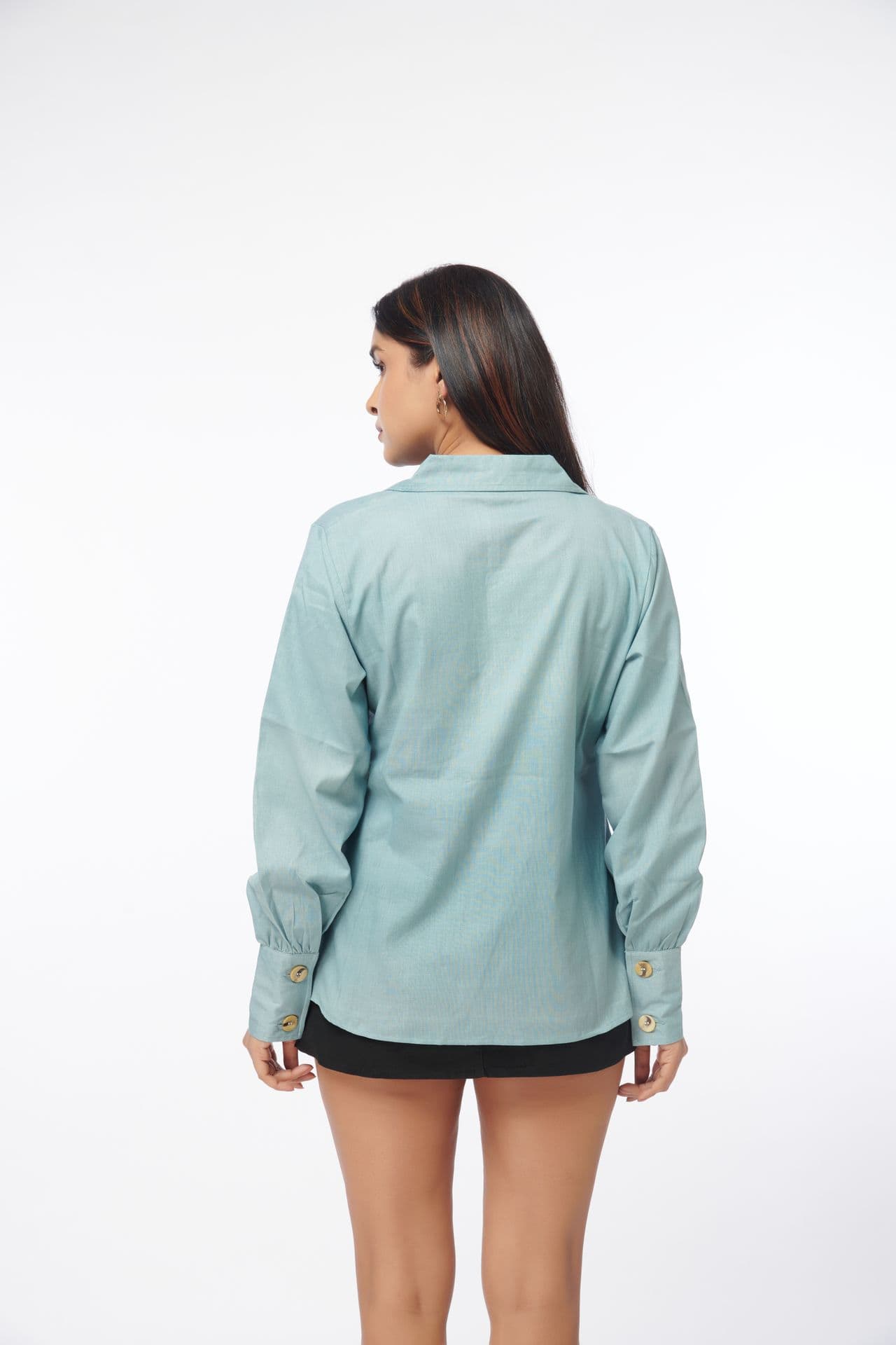 Asymmetric Turquoise Blazer Top