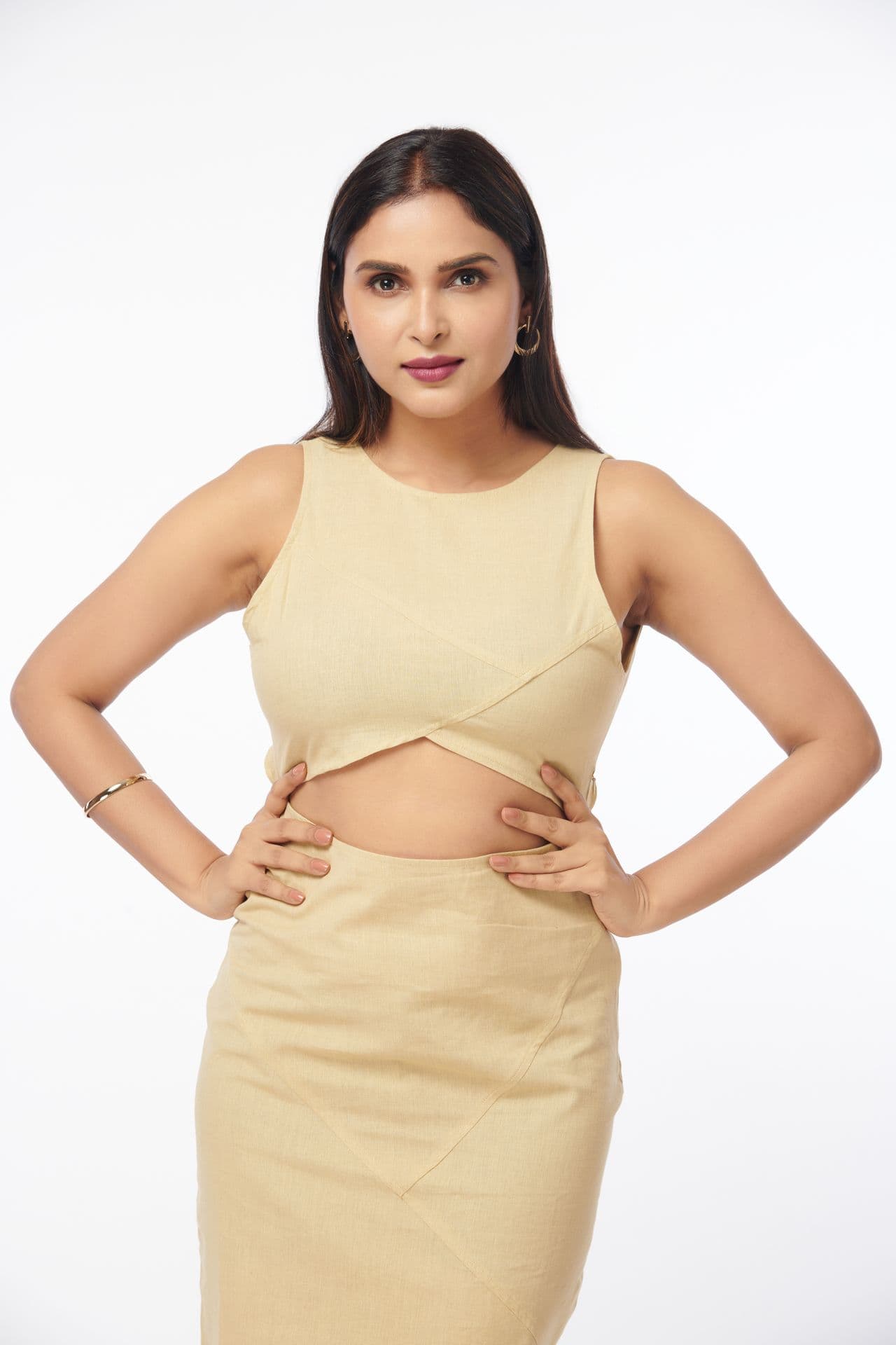 Linen Strappy Back Maxi Dress