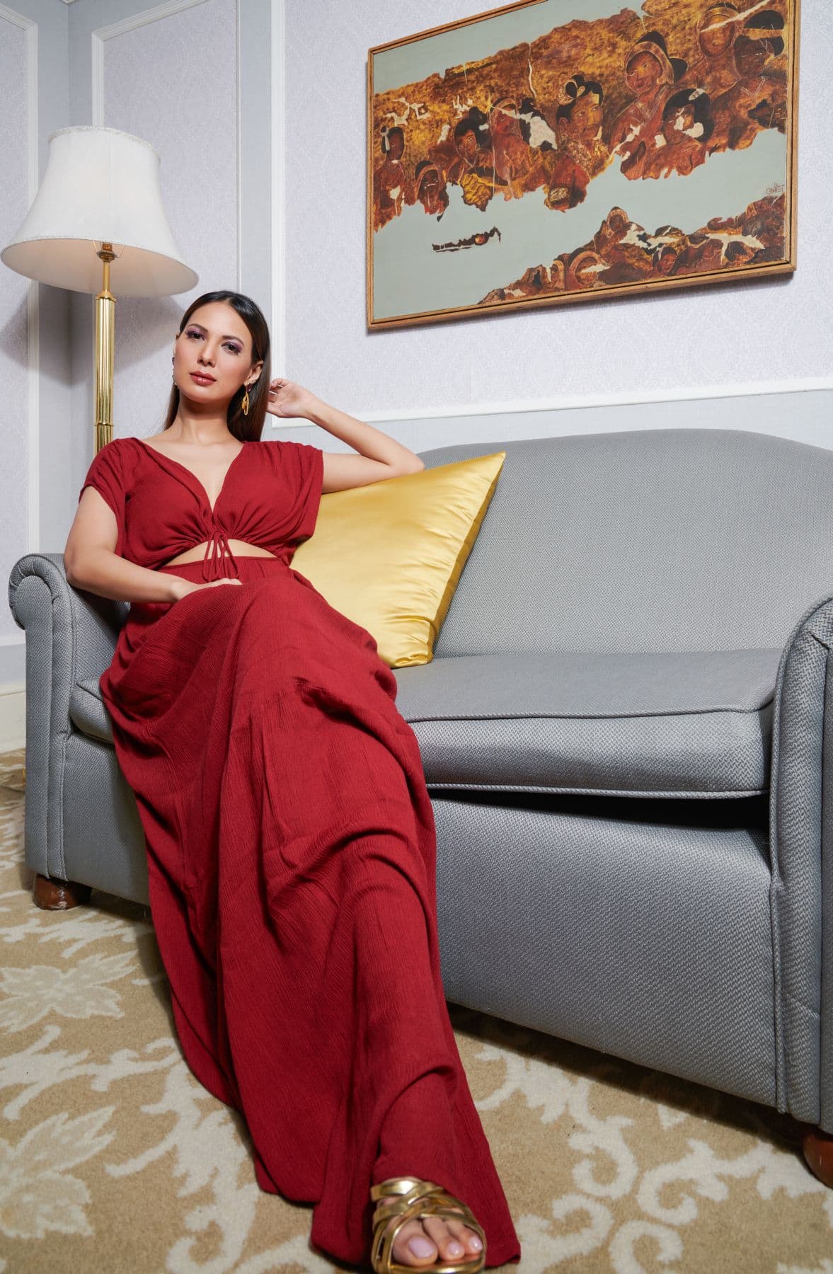 Cheesecloth Cut Out Maxi Dress