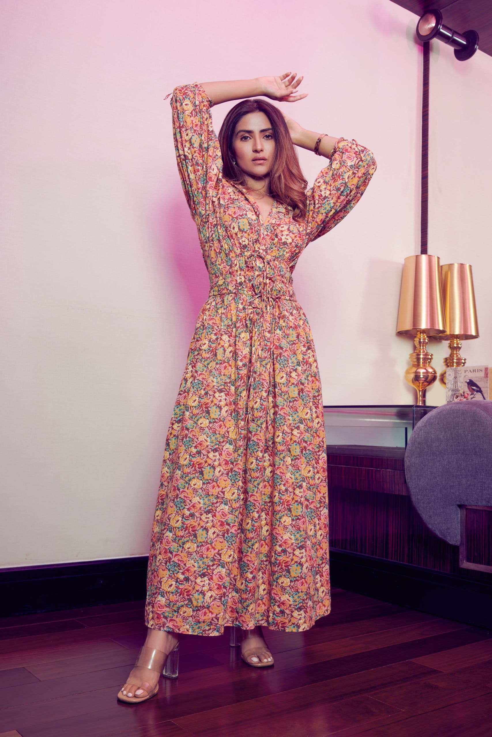 Floral Printed Smocked Maxi Dress