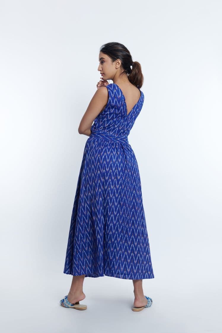 Ikat Printed Cut Out Dress