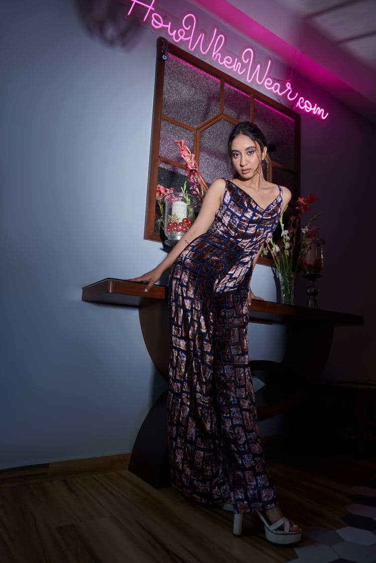 Velvet Cowl Neck Jumpsuit