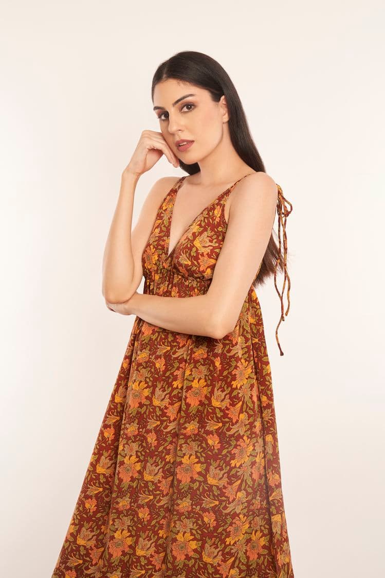 Silk Printed Beach Maxi Dress