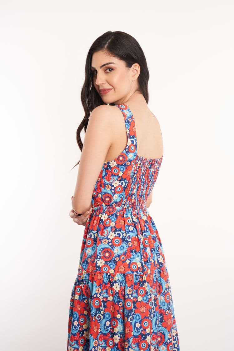 Floral Printed Cut Out Maxi Dress