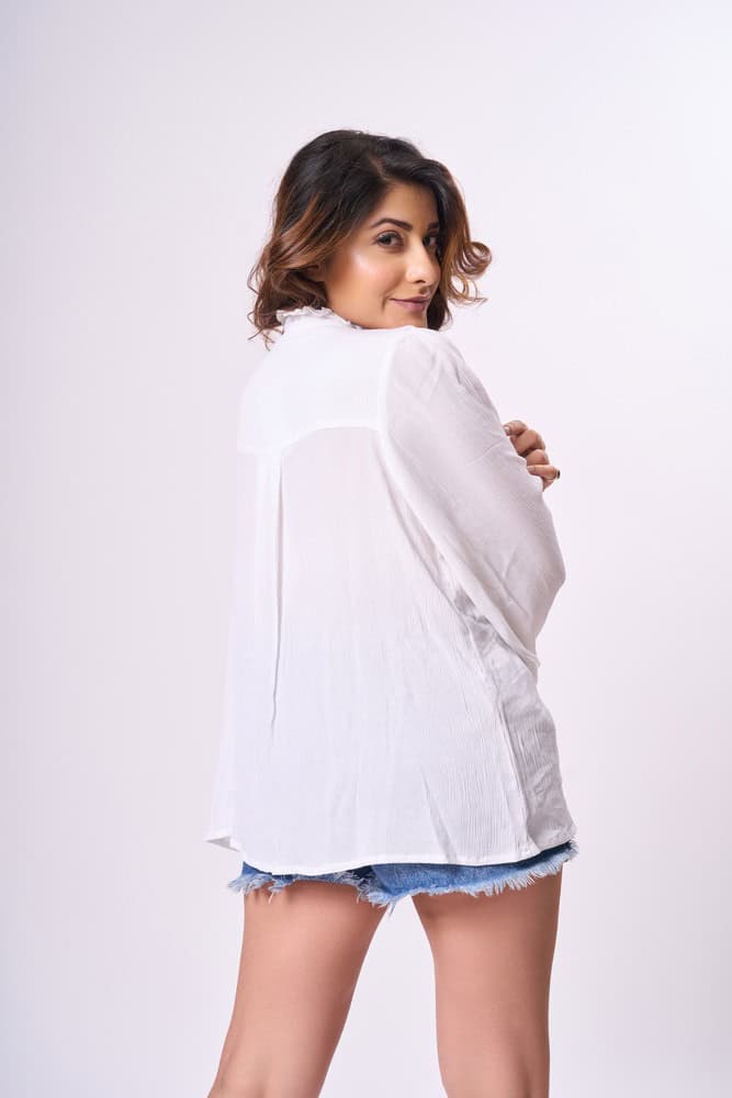 Cheesecloth Lace Detail Shirt