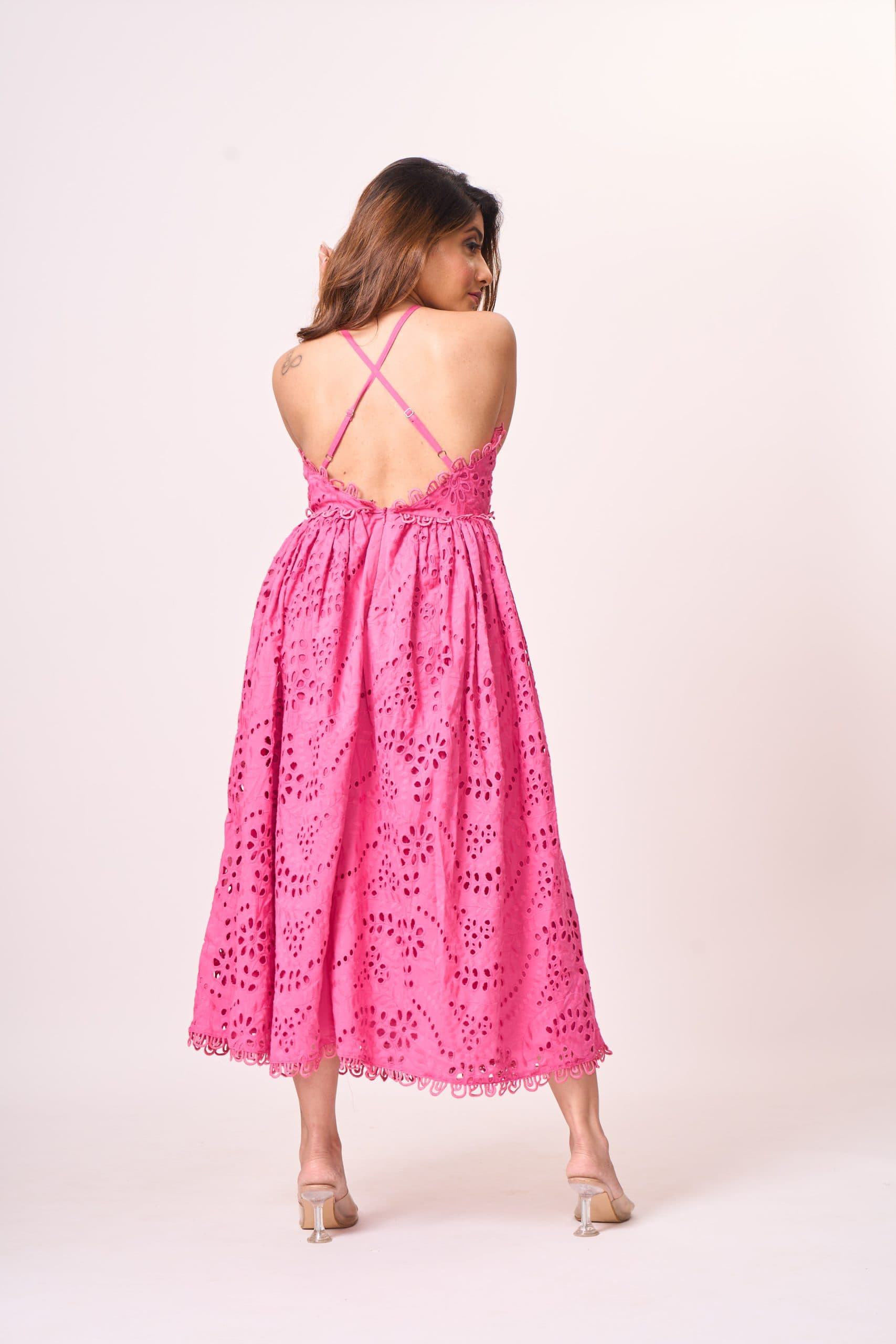 Broderie Lace Trim Maxi Dress