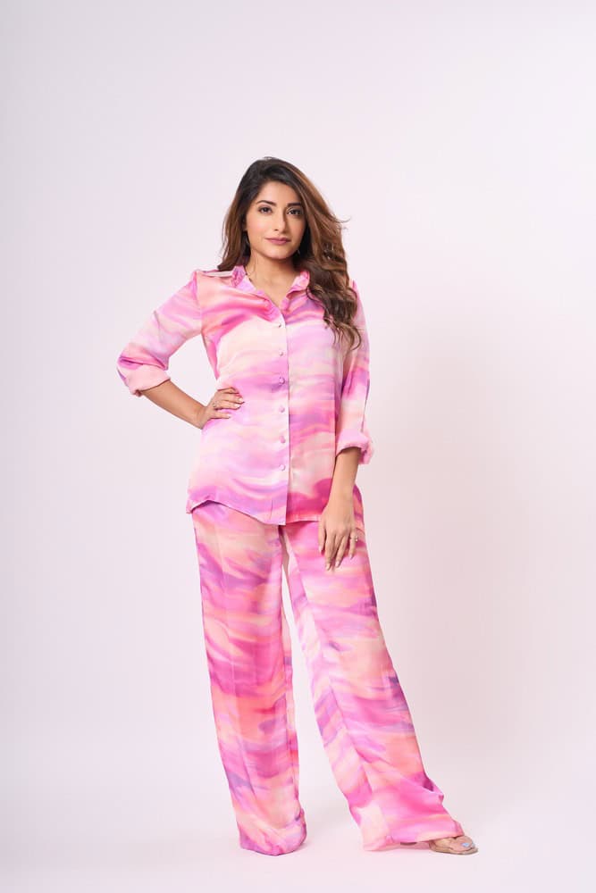 Satin Marble Printed Pants