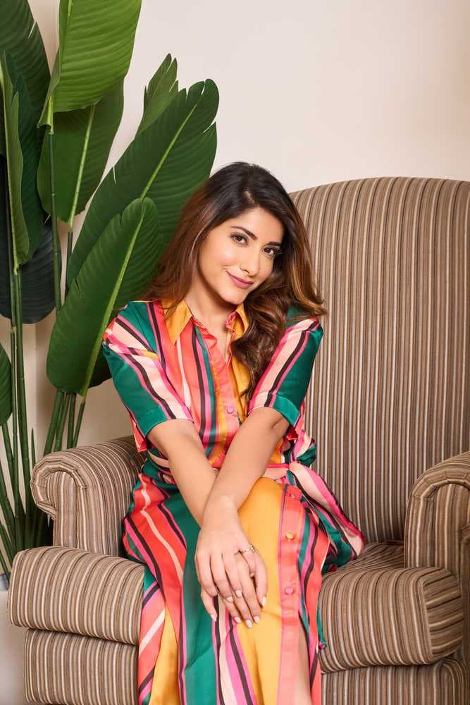 Multicoloured Stripe Printed Midi Dress