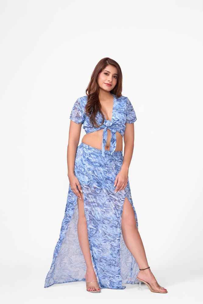 Animal Printed Satin Burnout Coord