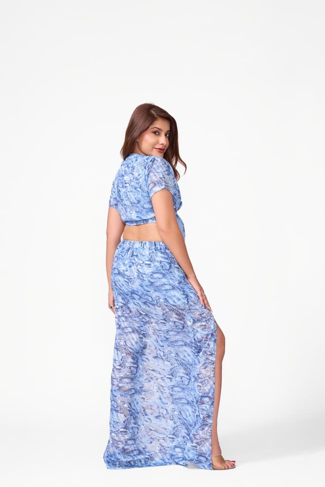 Animal Printed Satin Burnout Coord