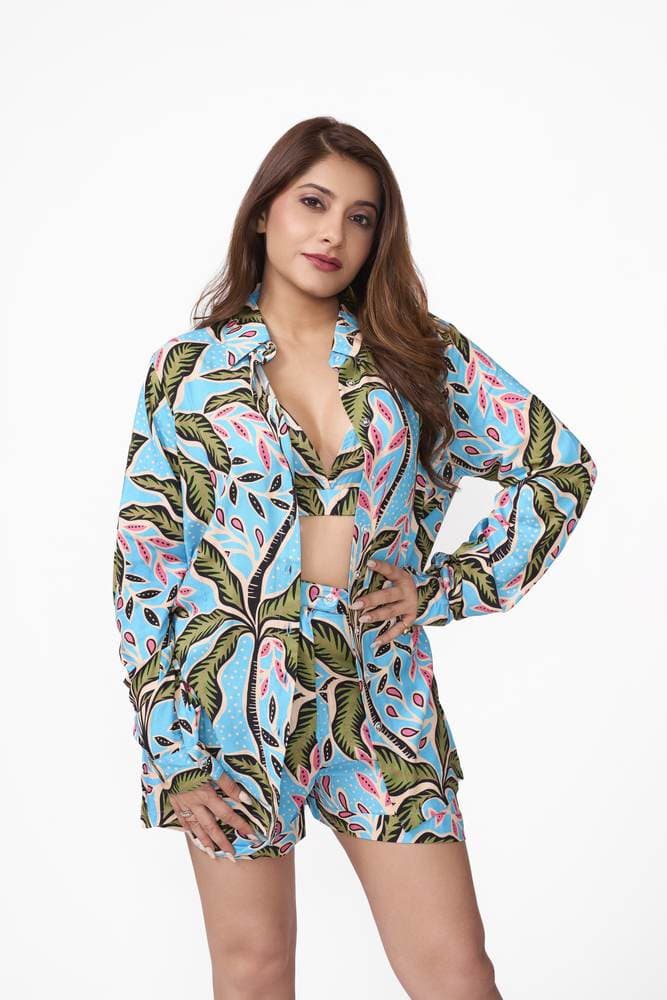 Rainforest Printed Resort Shirt (With Bralet)