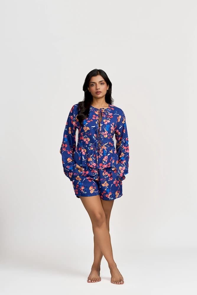 The Floral Printed Tie Top & Shorts Coord