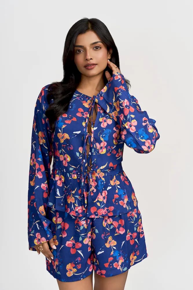 The Floral Printed Tie Top & Shorts Coord