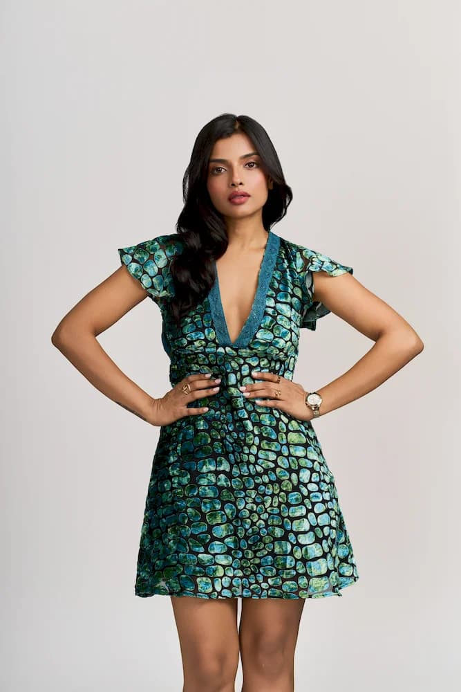 The Plunge Neck Velvet Mini Dress