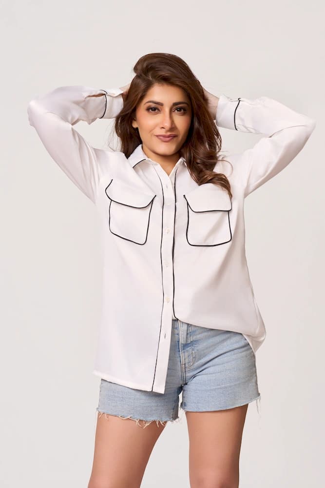 The Girl Boss Satin Contrast Shirt