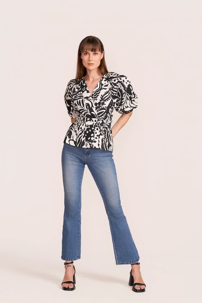 The Mono Greek Wrap Printed Top