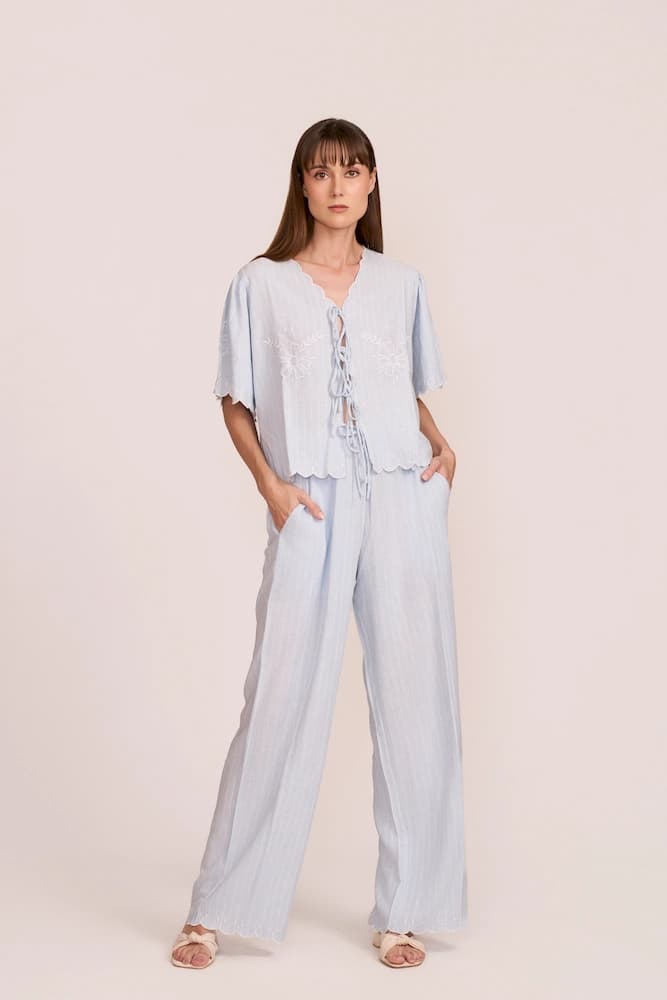 The Linen Scallop Embroidered Pants