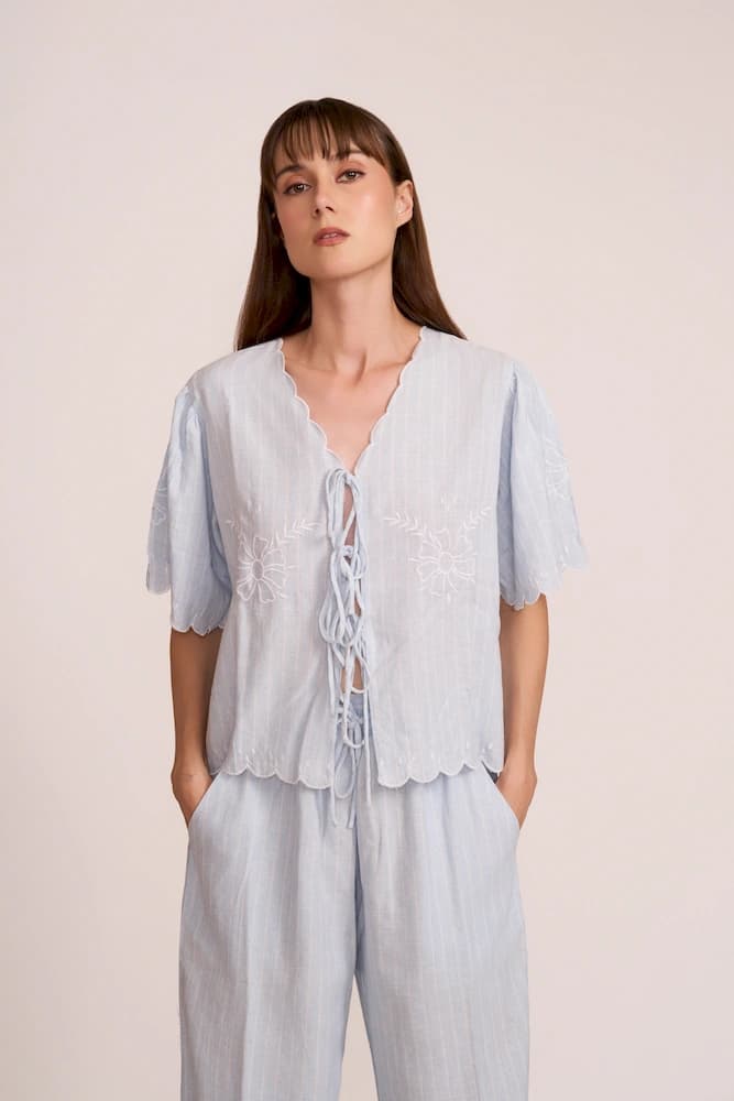 The Linen Scallop Embroidered Coord