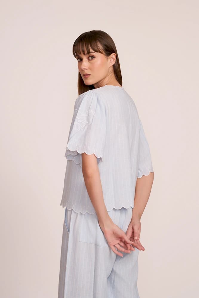 The Linen Scallop Embroidered Pants