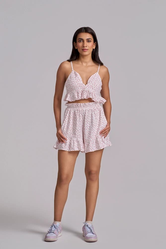 Heart Printed Frill Skirt