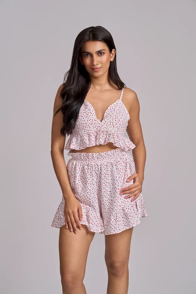 Heart Printed Frill Bralet