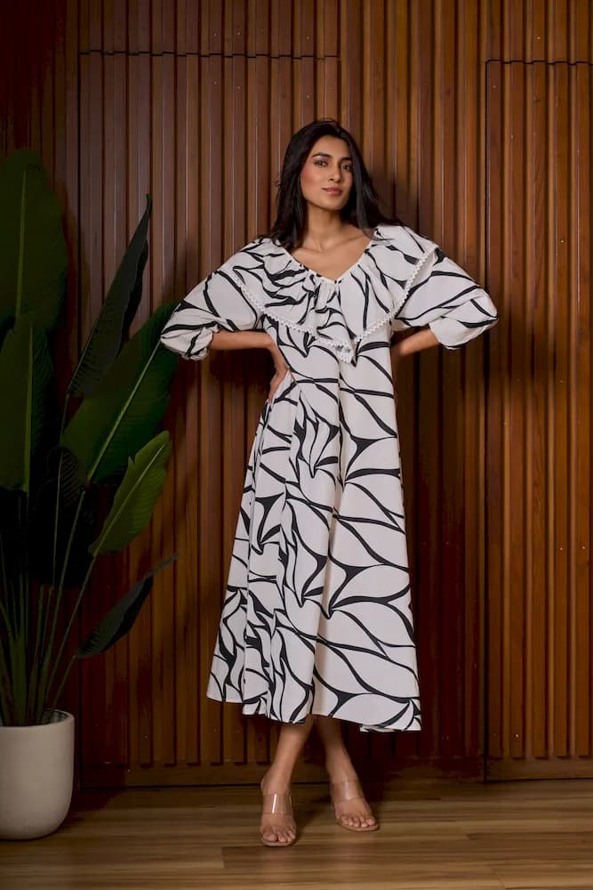 Flap Marble Print Dress