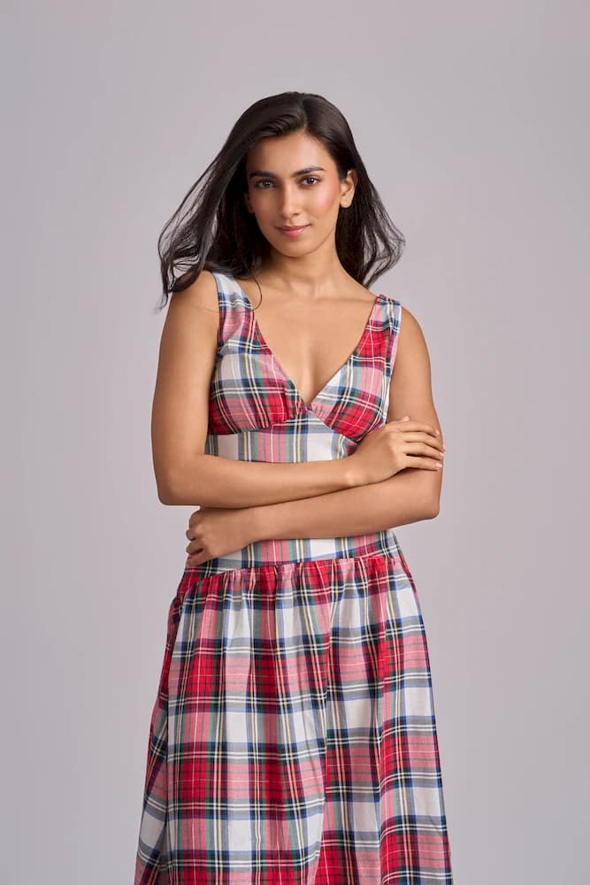 Classic Check Sleeveless Maxi Dress