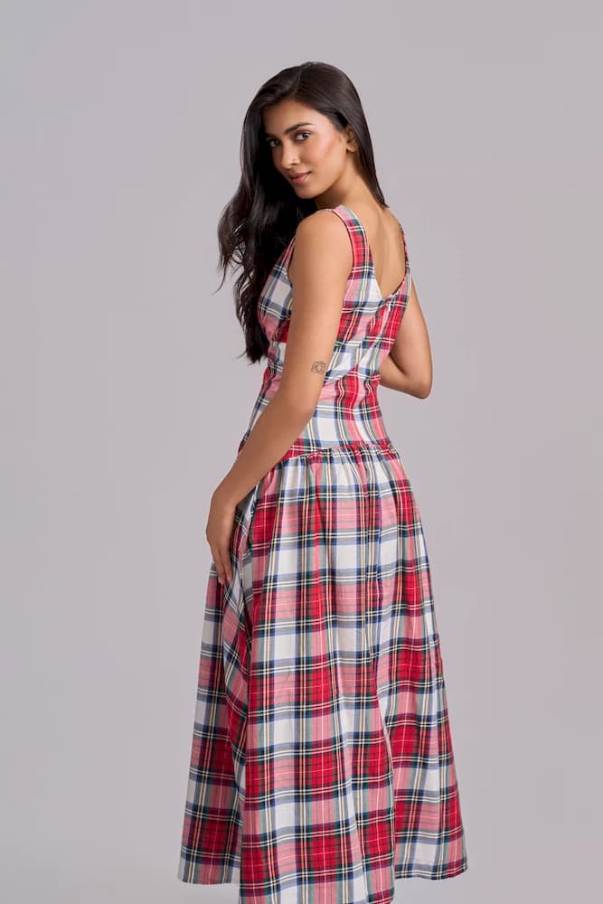 Classic Check Sleeveless Maxi Dress