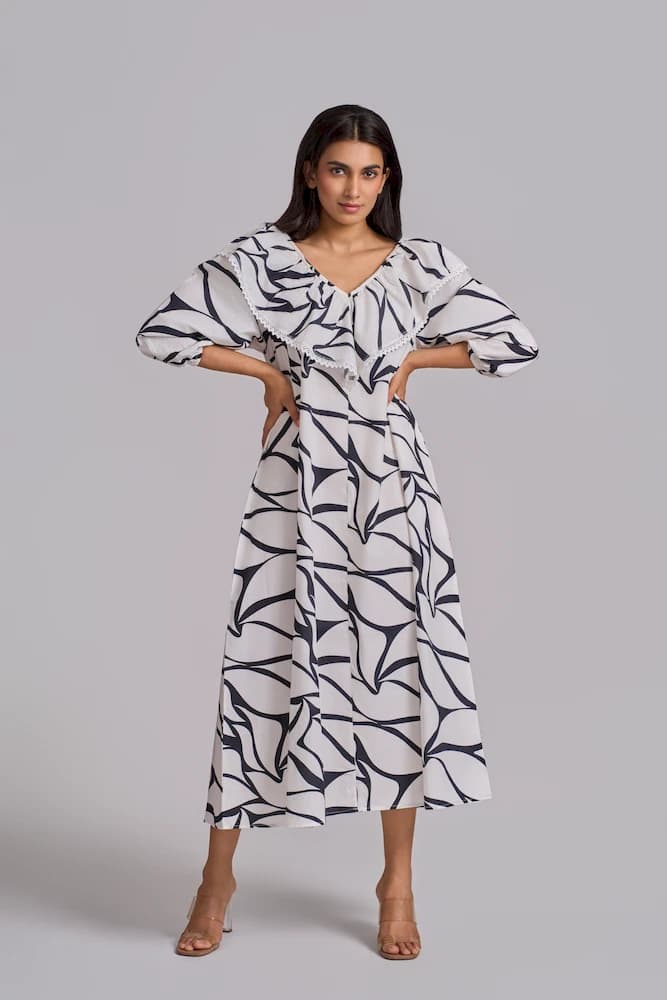 Flap Marble Print Dress