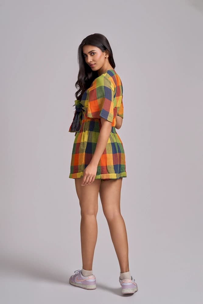 Textured Check Relaxed Shorts
