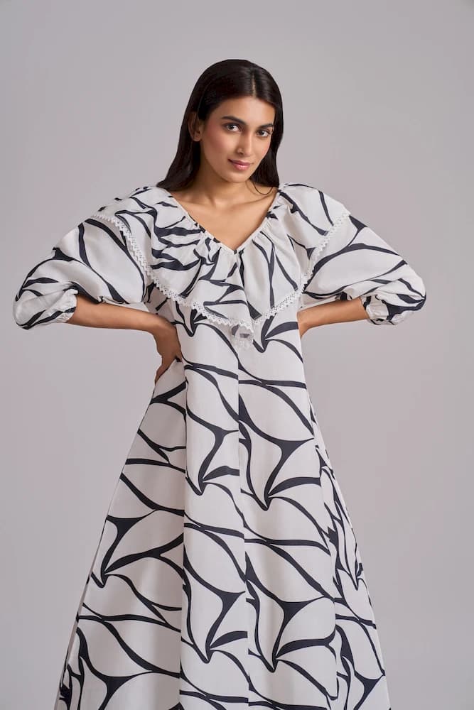 Flap Marble Print Dress