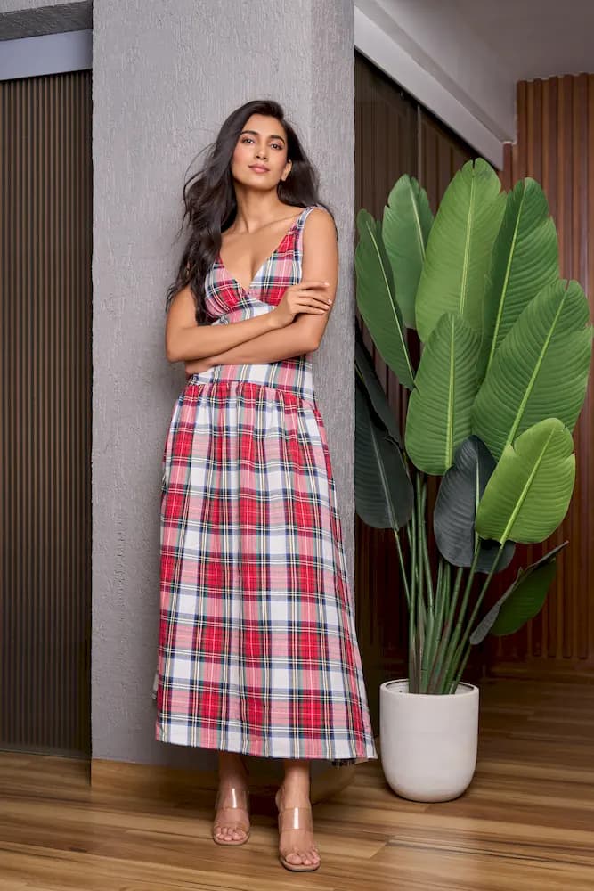 Classic Check Sleeveless Maxi Dress