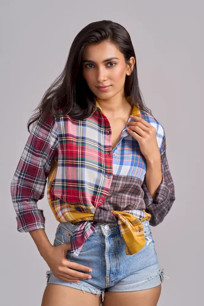 Mixed Check Long Sleeve Shirt