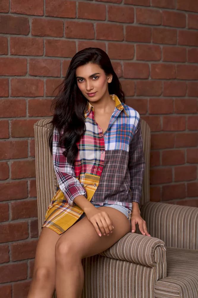 Mixed Check Long Sleeve Shirt
