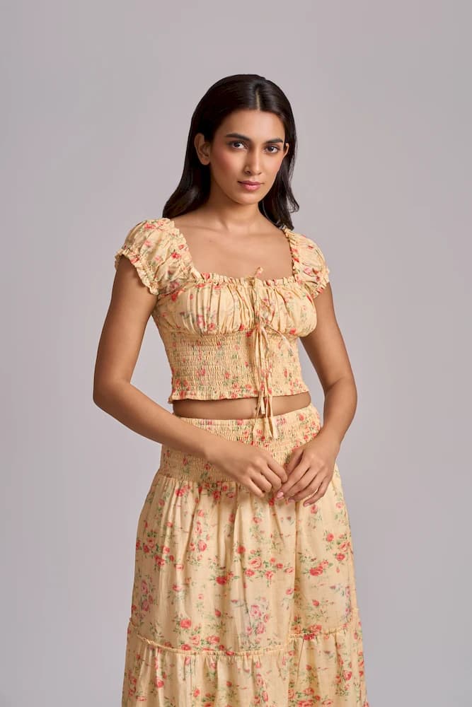 Floral Printed Crop Top & Skirt Coord