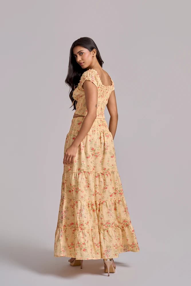 Floral Printed Crop Top & Skirt Coord