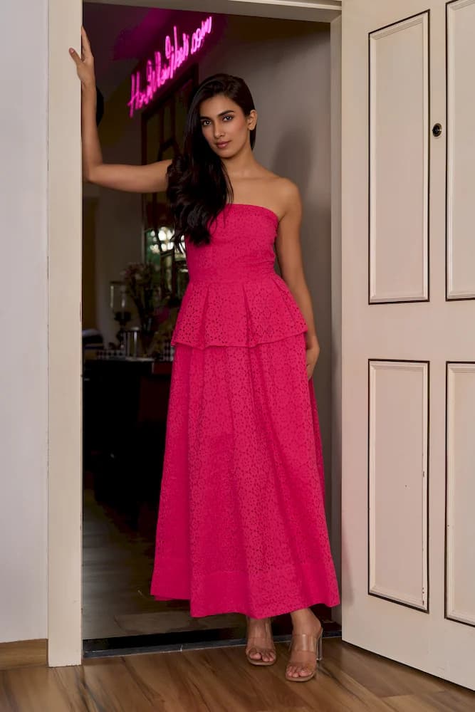 Broderie Bandeau Maxi Dress