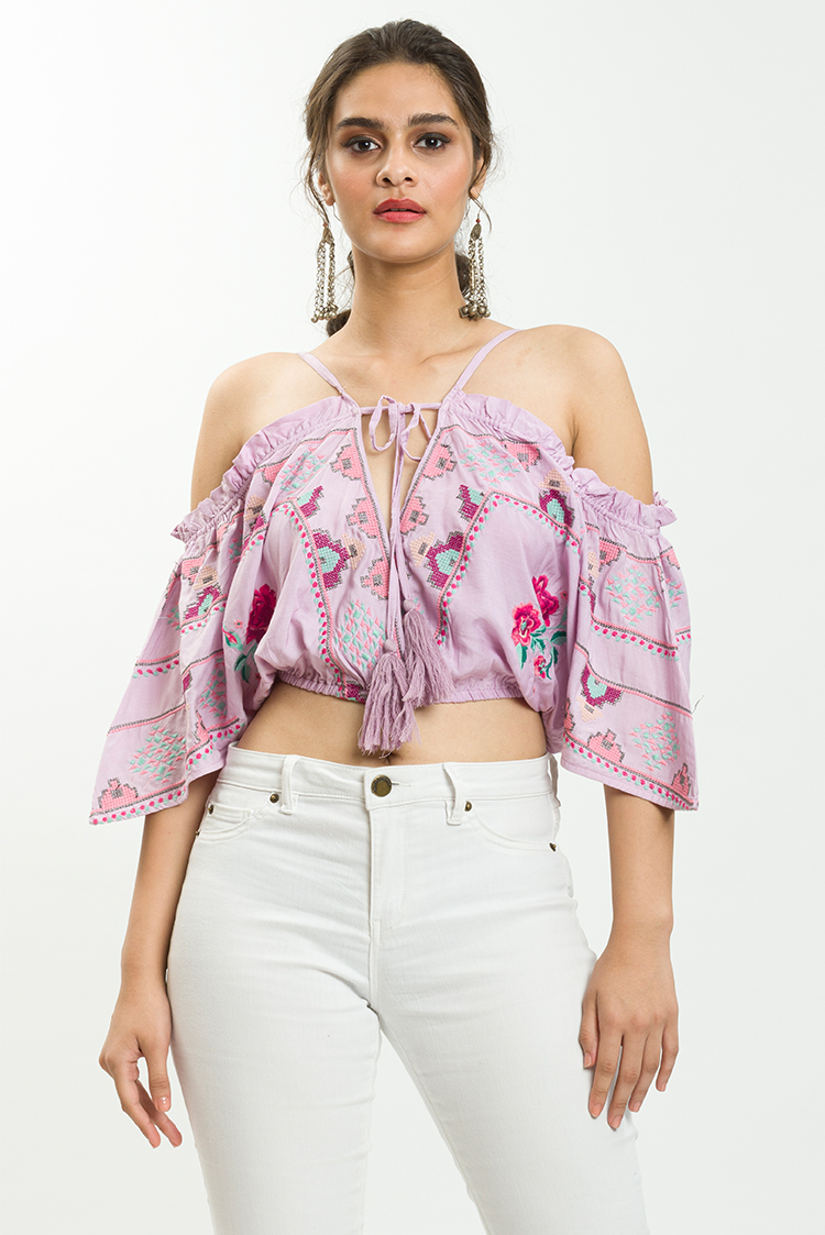 Off Shoulder Top With Embroidery