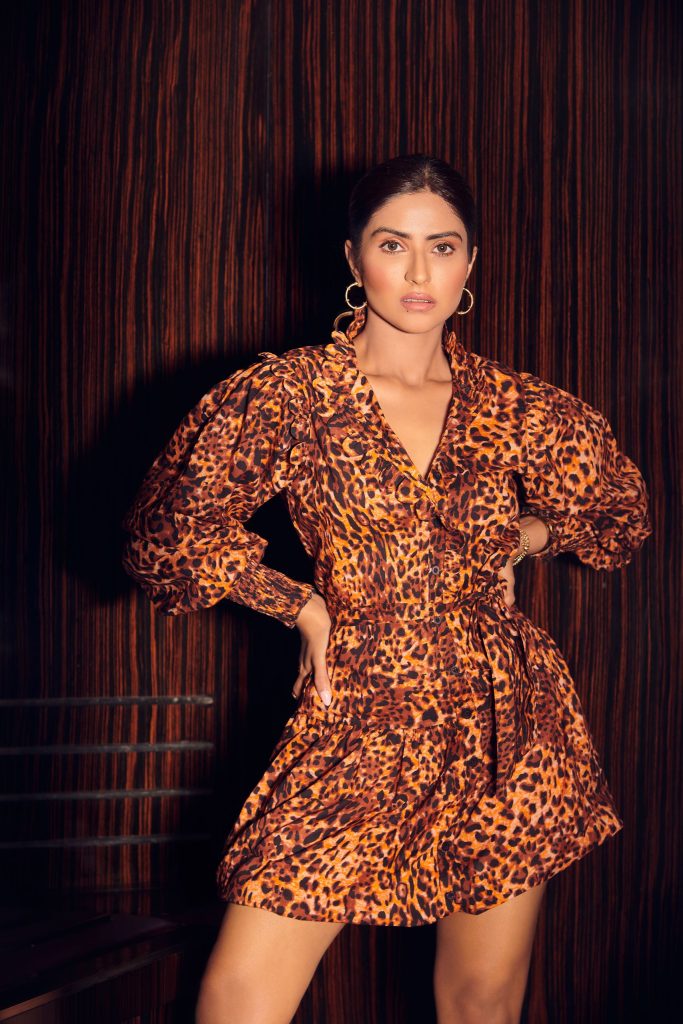 Leopard Printed Buttoned Midi Dress